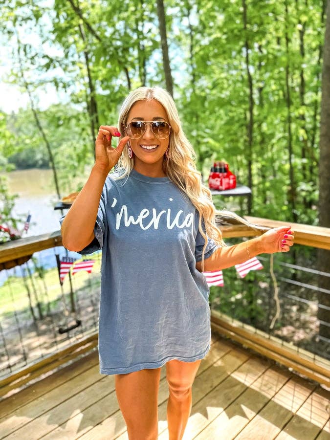 Merica Puff Letter Graphic Tee 926 WEST