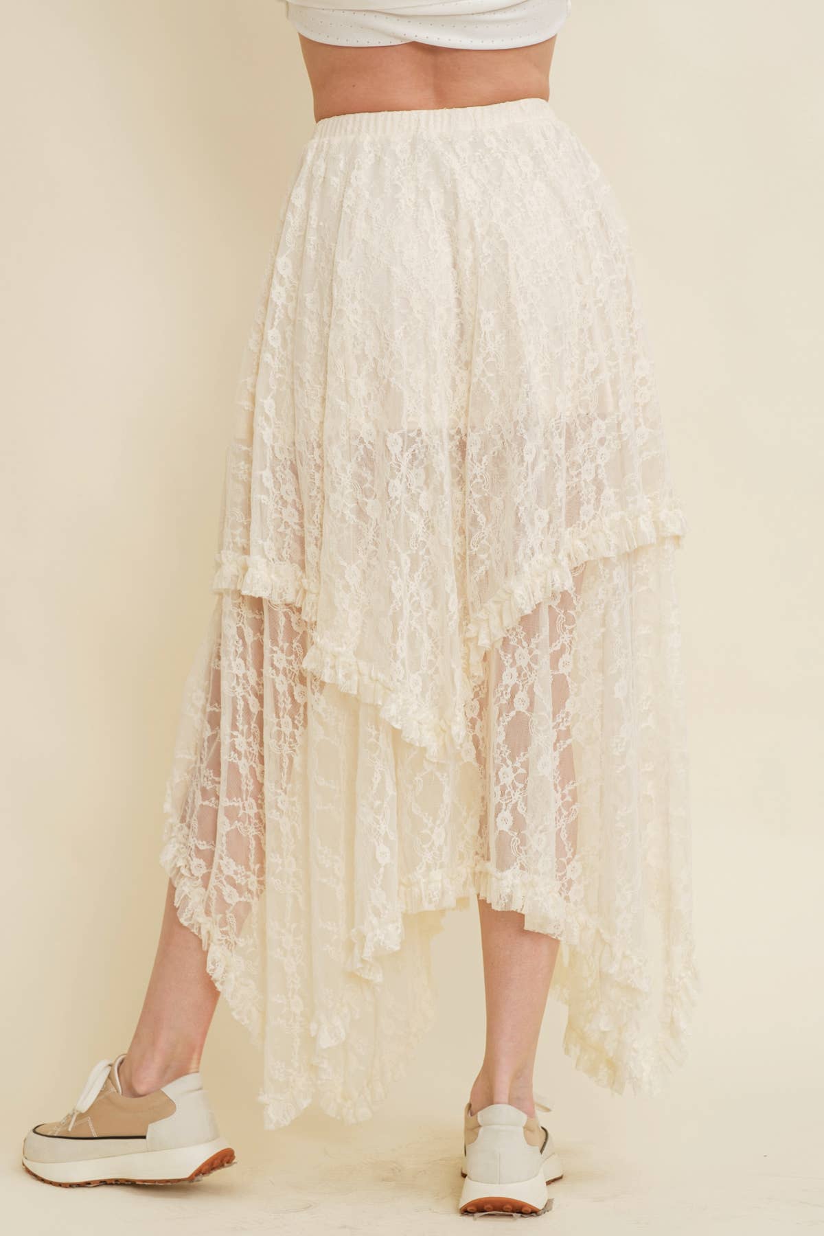 LAYERED FLORAL MIDI SKIRT Cloud Ten