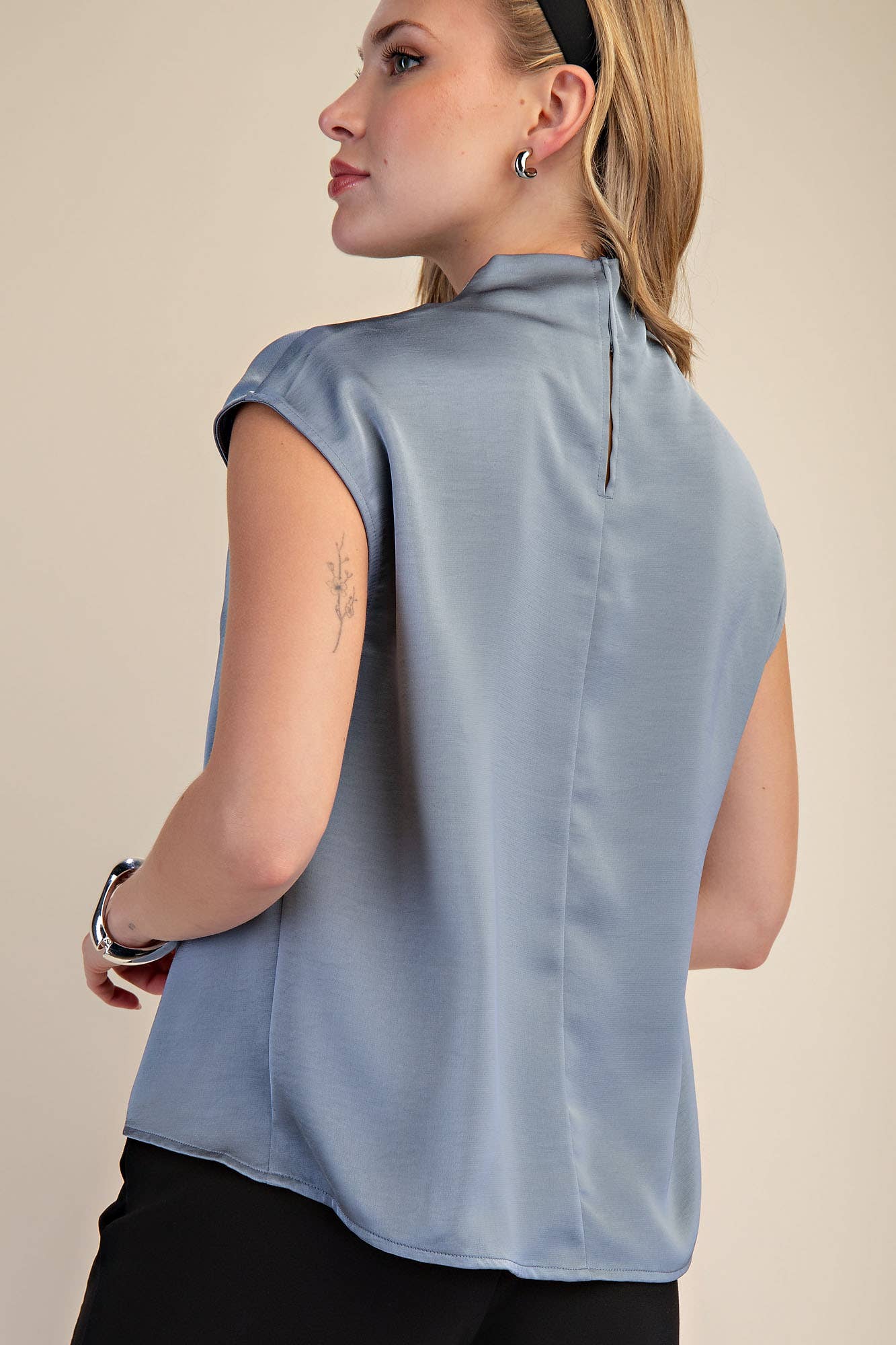 Cowl Neck Sleeveless Top - Elegant Draped Neckline Blouse