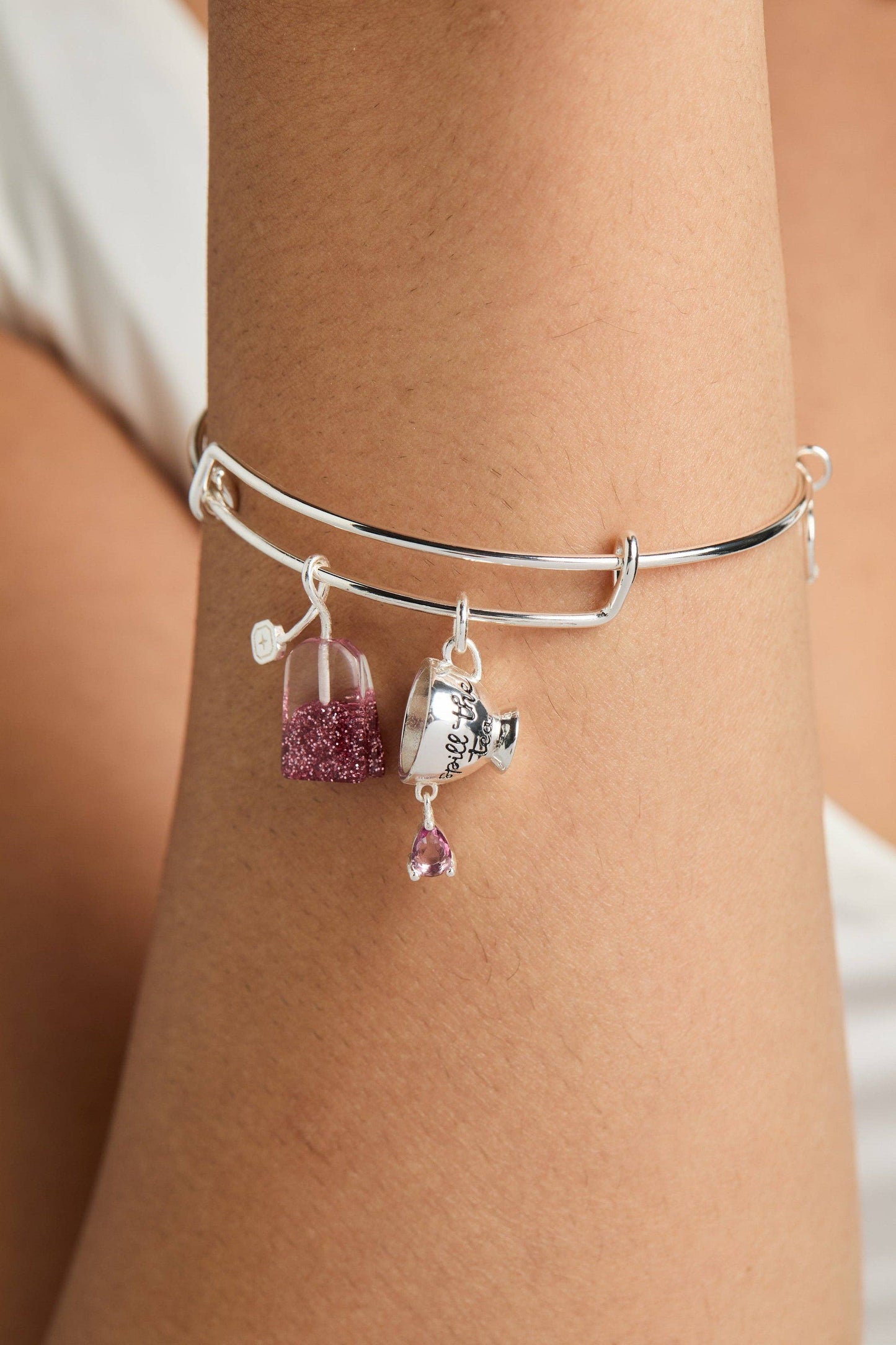 ALEX + ANI - 'Spill the Tea' Cup & Tea Bag Charm Bangle