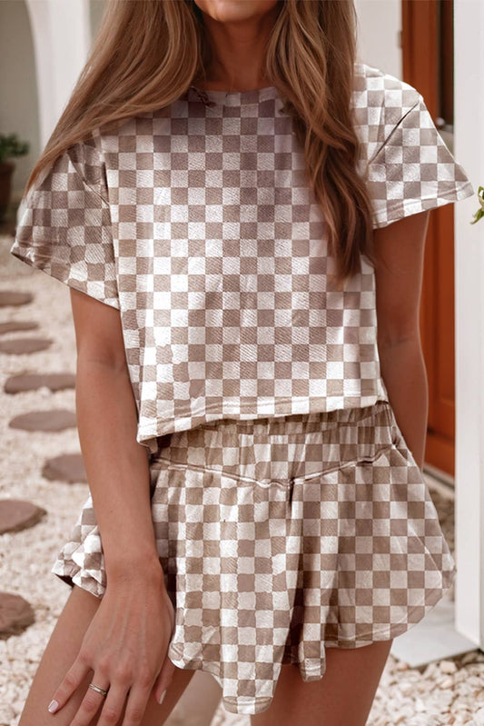 Checkerboard T Shirt and Skorts 2 Piece Outfit 926 WEST