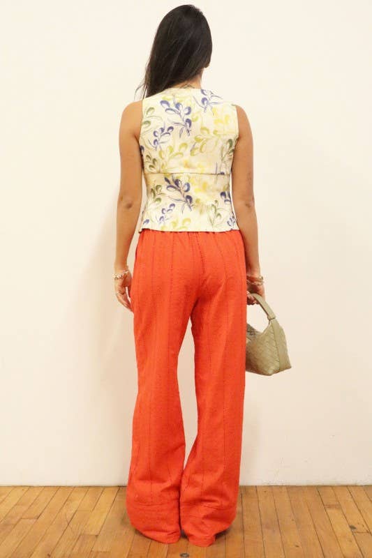 Broderie Drawstring Wide Leg Pants