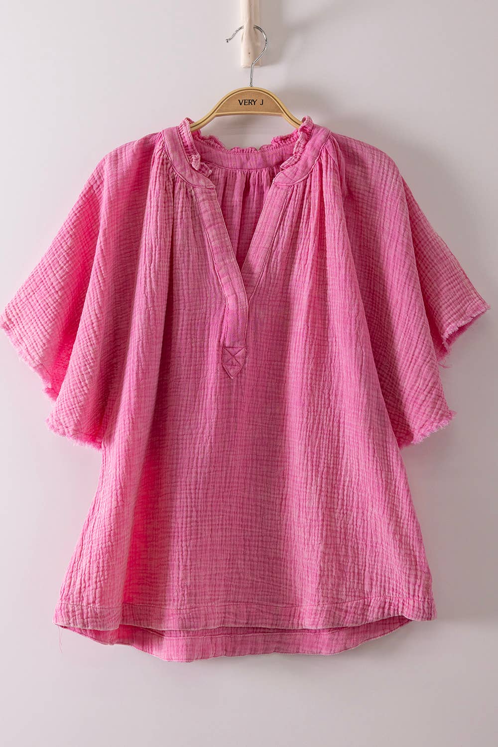 VERY J - Mineral Washed Gauze Blouse Top