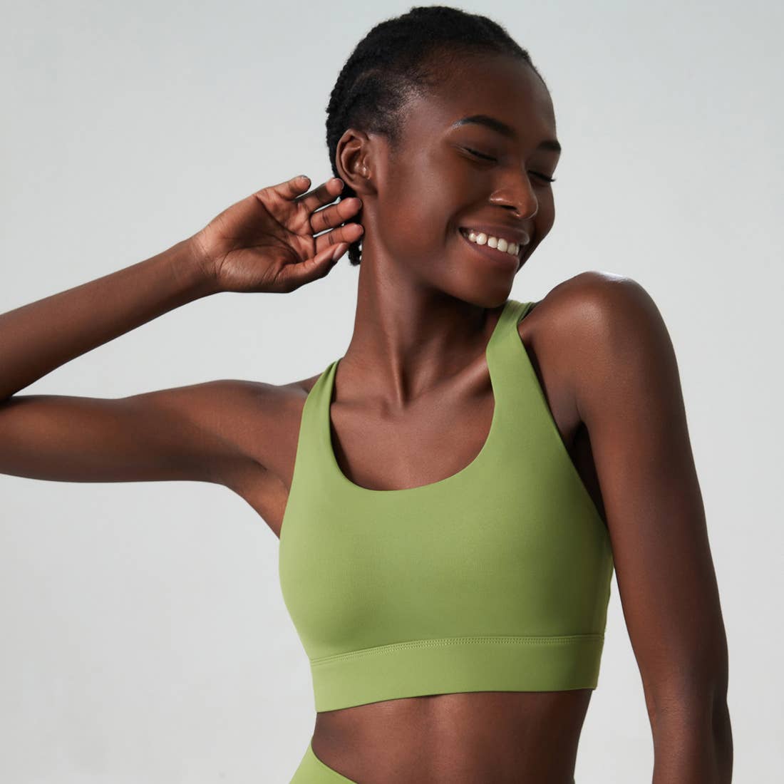 Solid Color Back Buckle High Support Fitness Sports Bra Sodalemon