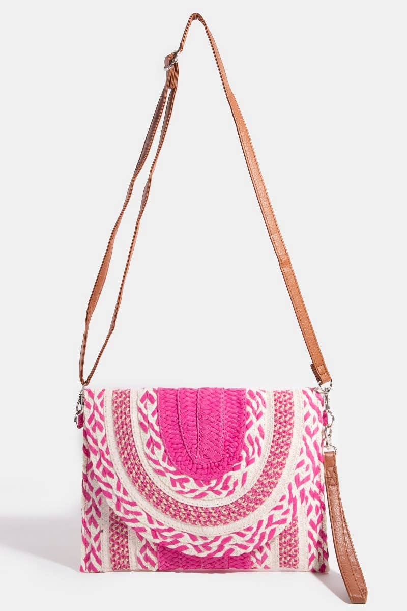 Multi Straw Pattern Envelope Crossbody Bag 926 WEST