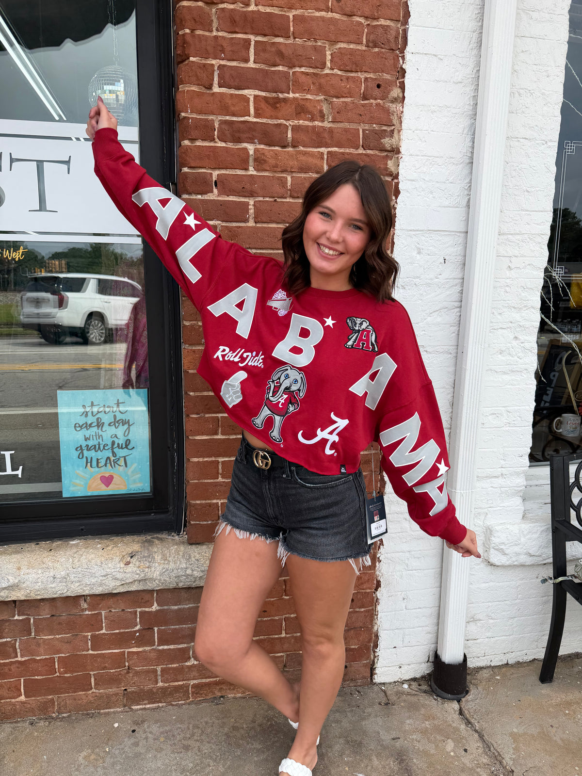 Alabama Patched Up Cropped Long Sleeve Official License Product