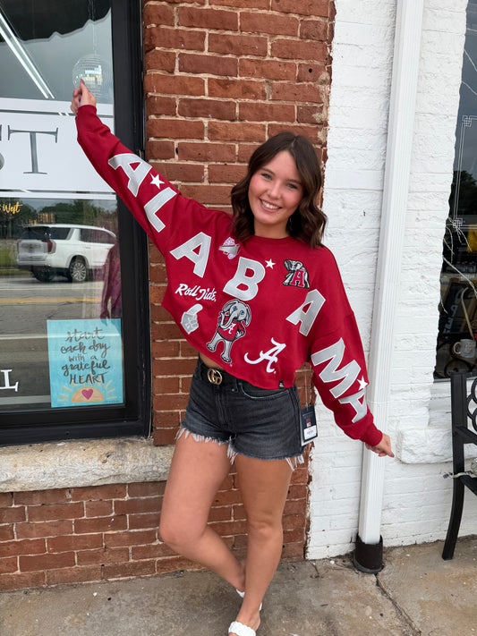 Alabama Patched Up Cropped Long Sleeve Official License Product