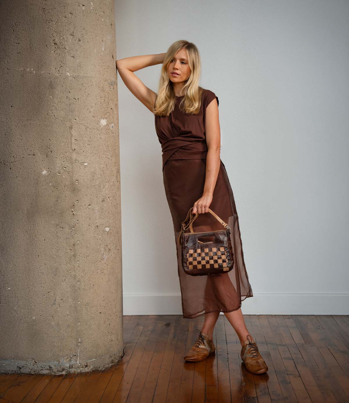 BEDSTU Keiki Teak Oat Rustic Leather Bag