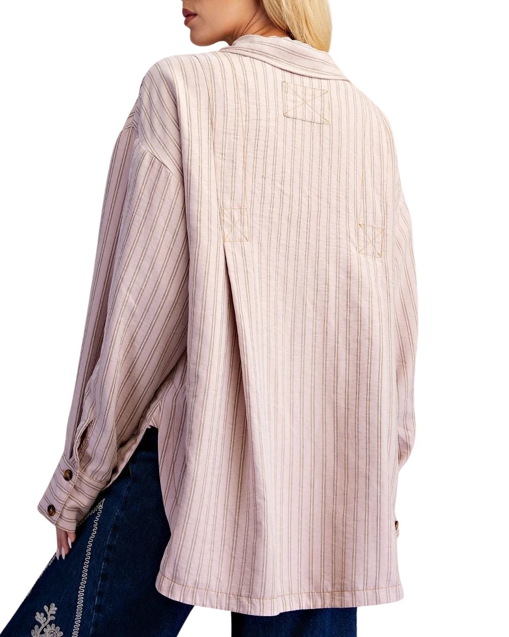 Easel Pinstripe Oversized Button-Down Shirt