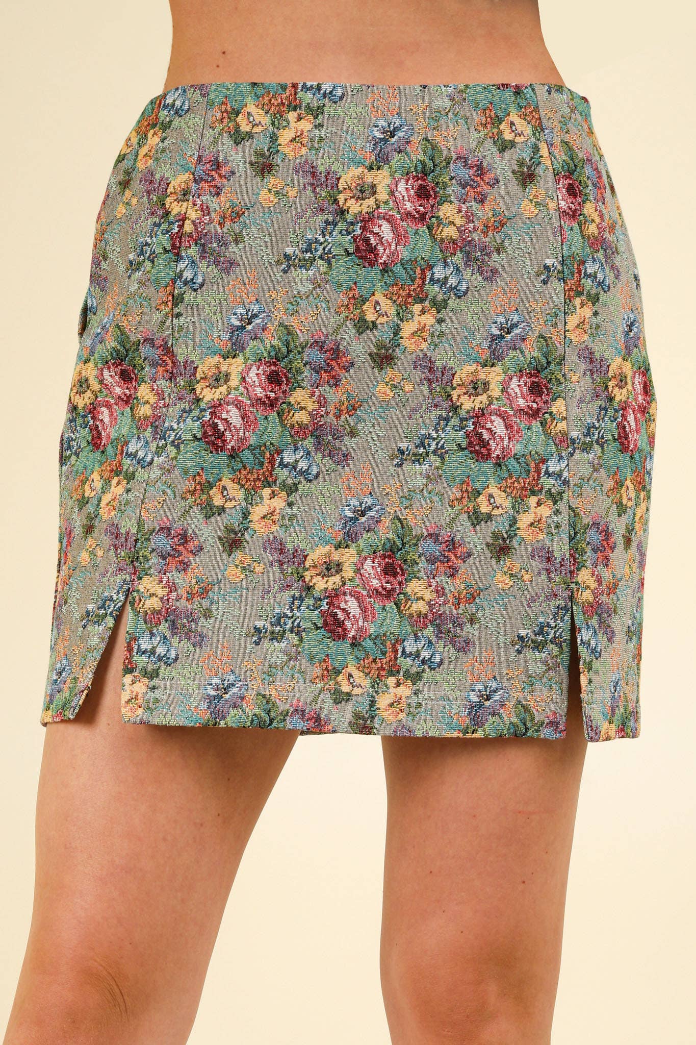 VERY J - Floral Jacquard Fabric  Mini Skirt