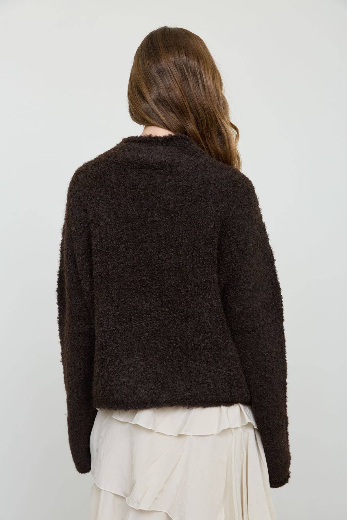 Blu Pepper Chocolate Brown Fuzzy Mock Neck Sweater