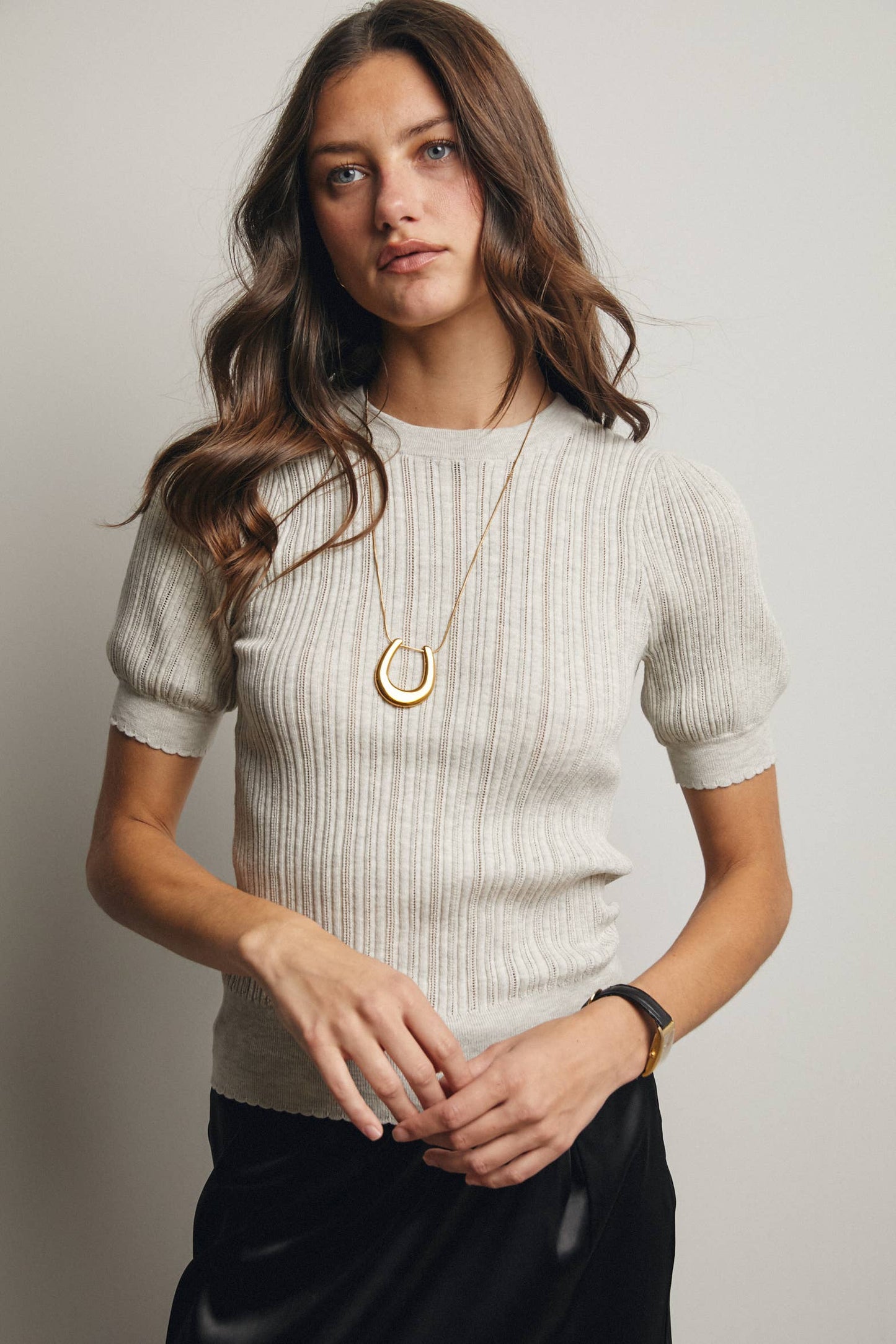 Forte- Textured Knit Puff Sleeve Top - 926 West