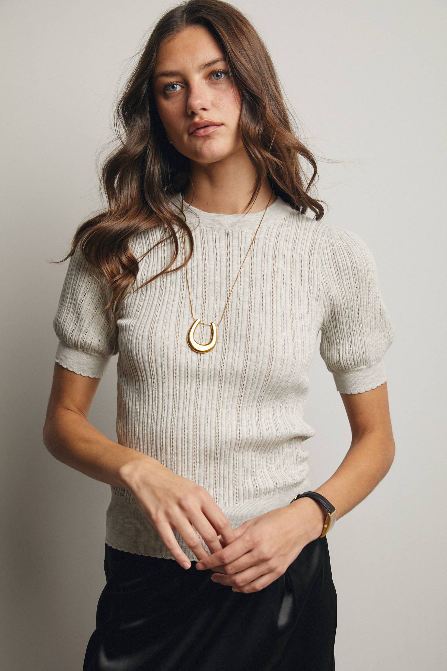 Forte- Textured Knit Puff Sleeve Top - 926 West