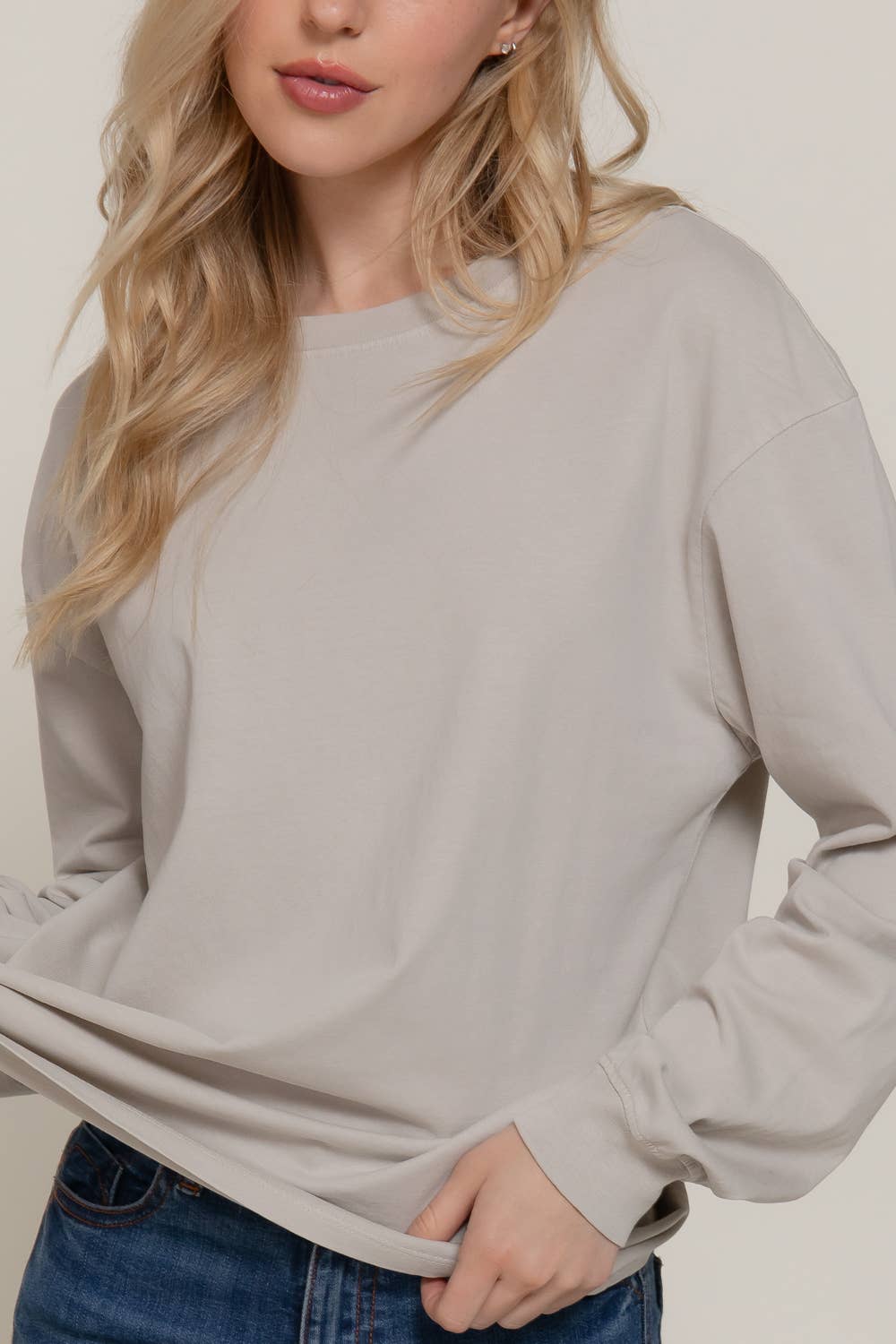 Long Sleeve Round Neck Garment Dye Tee Active Basic | Active USA