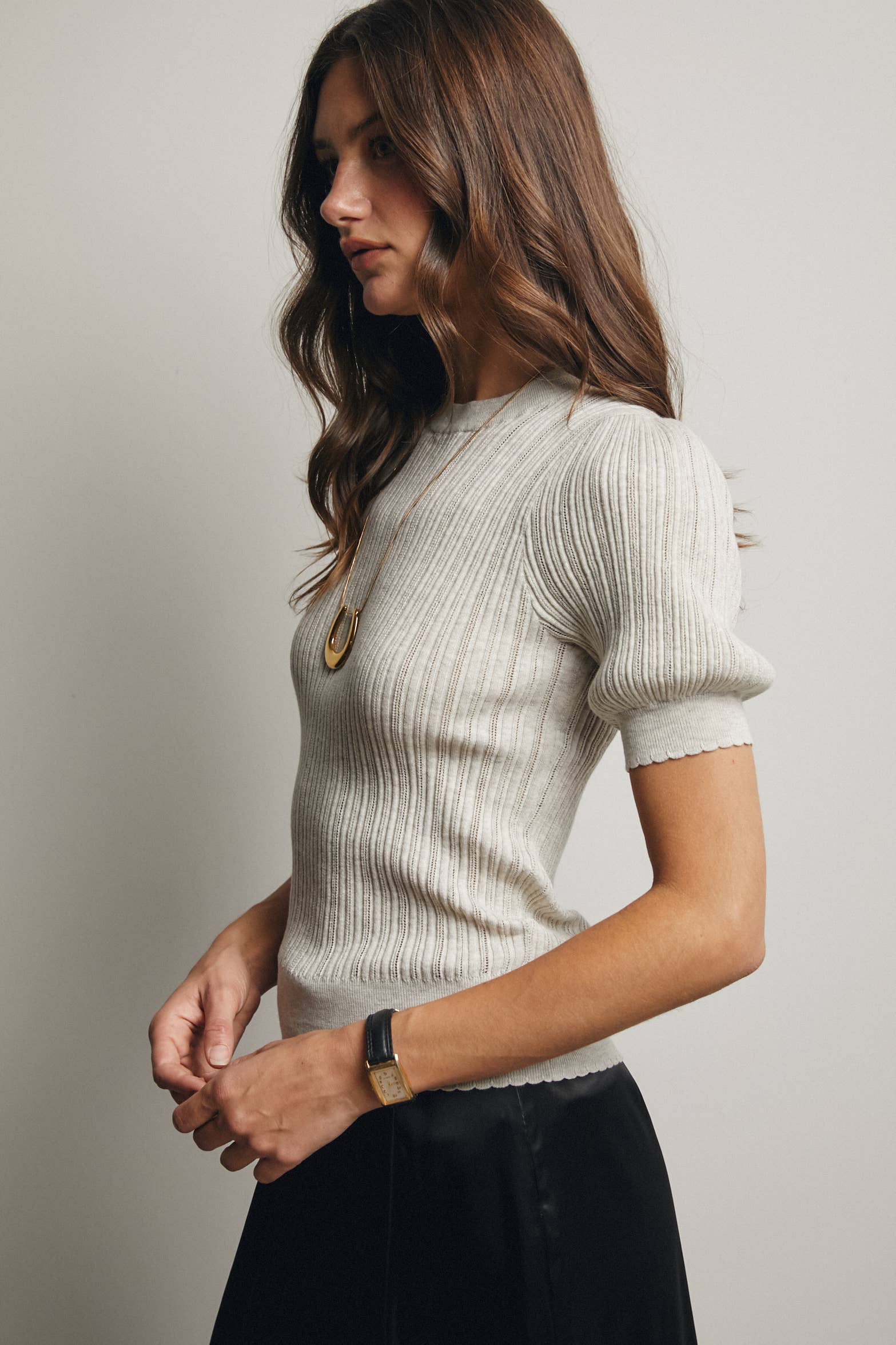 Forte- Textured Knit Puff Sleeve Top - 926 West