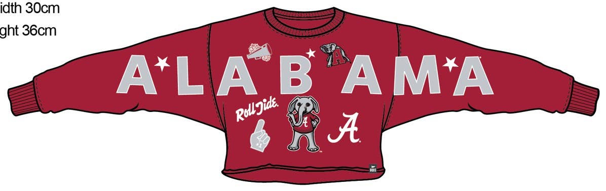 Alabama Patched Up Cropped Long Sleeve Official License Product