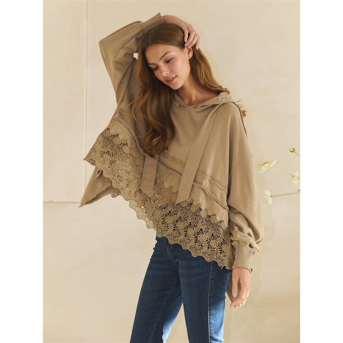 Willow Mineral-Wash Terry & Eyelet Sweatshirt