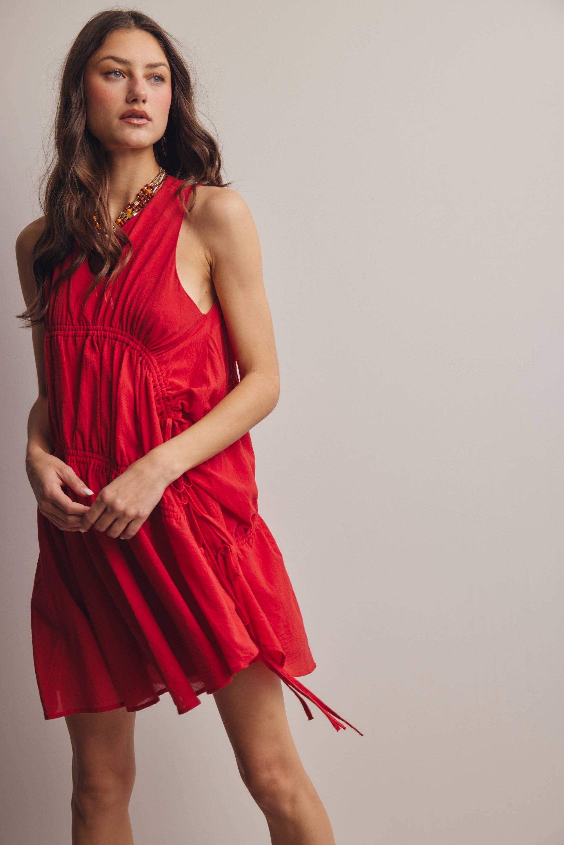 Forte - Ruched Tie-Detail Lined Mini Dress - 926 West