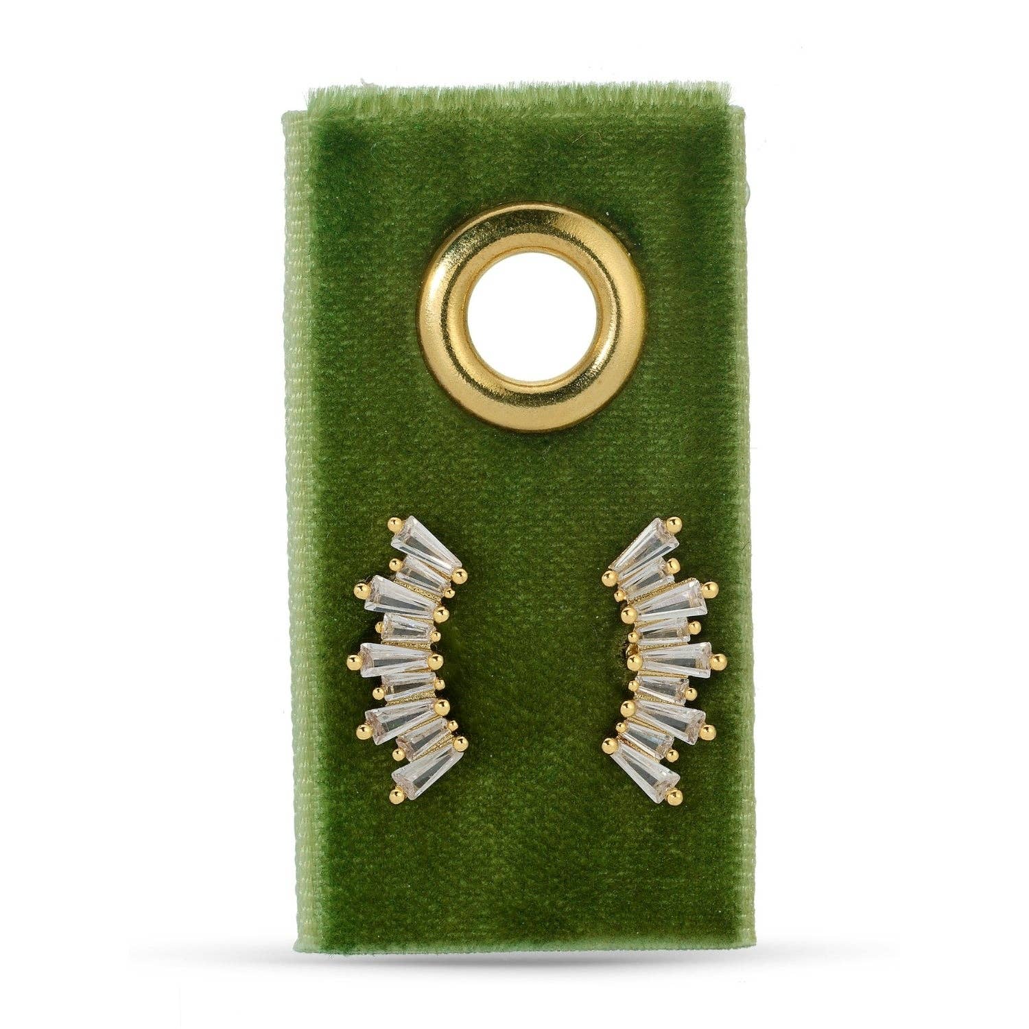 SPLENDID IRIS - Curved Baguette Studs On Velvet Gift Tag - 926 West