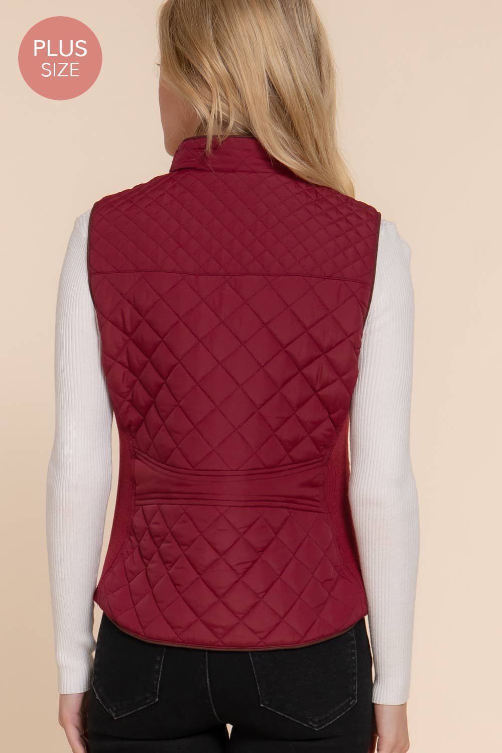 Suede Piping Quilted Padding Vest Active Basic | Active USA