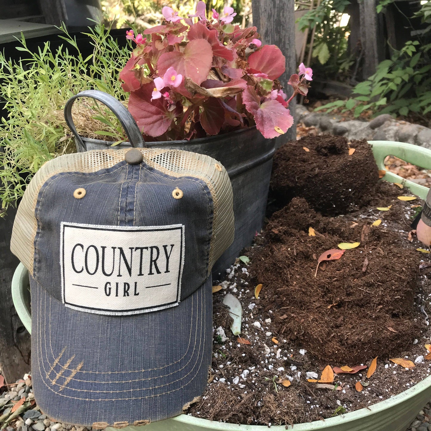 Country Girl Distressed Trucker Hat Baseball Cap Vintage Life