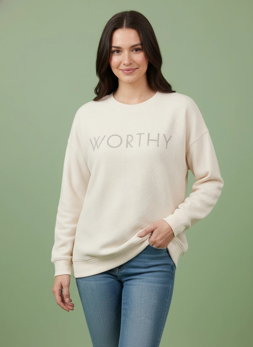 Worthy Graphic Cloudy Knit Top