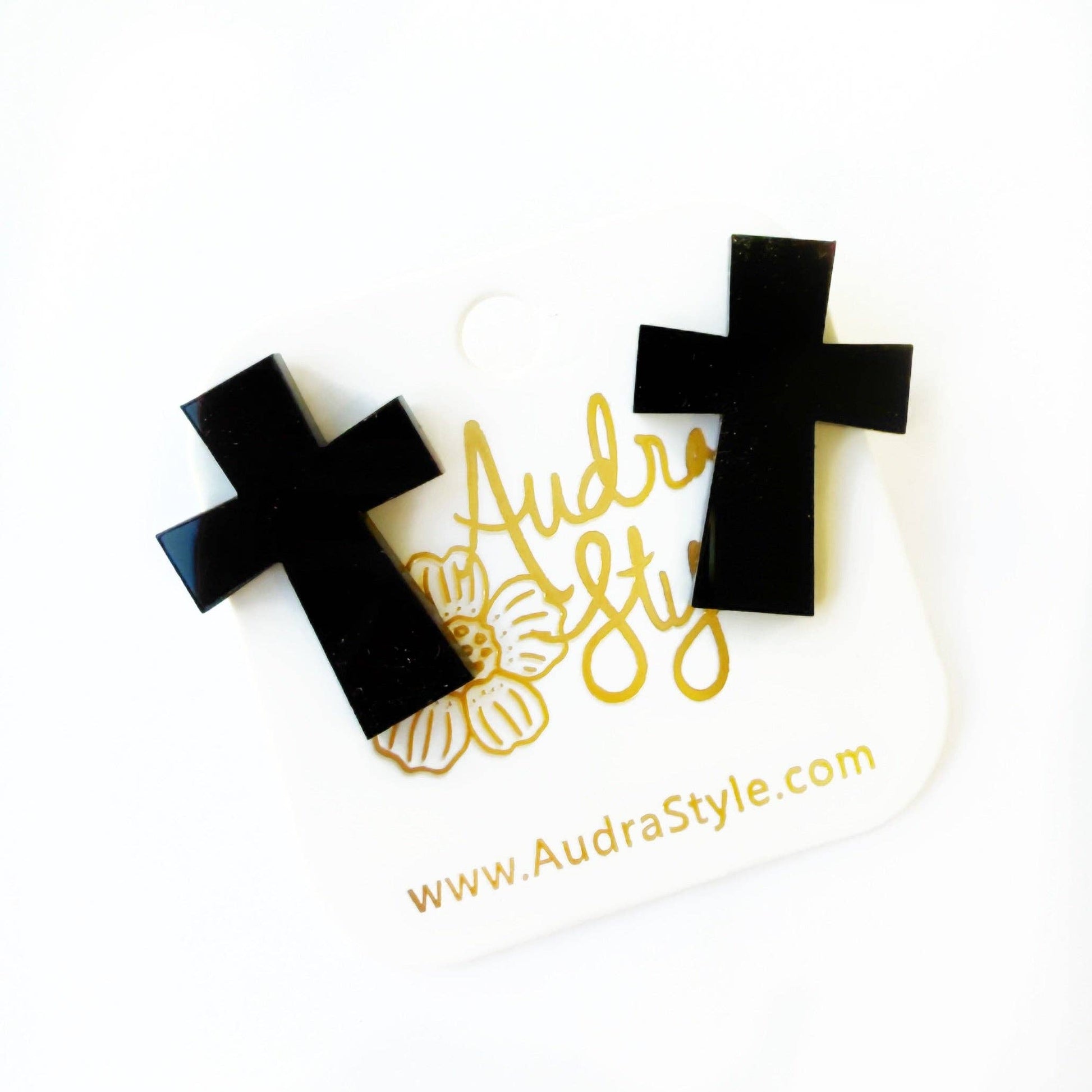 Black Cross Stud - Neutral Earring Audra Style