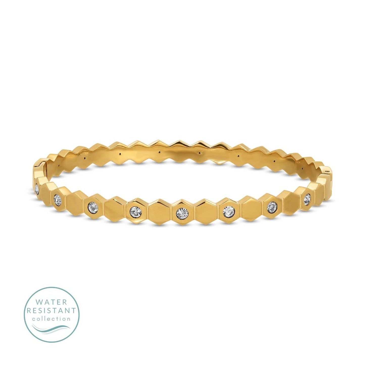 Hinged Hexagon Water-Resistant Bangle B6067