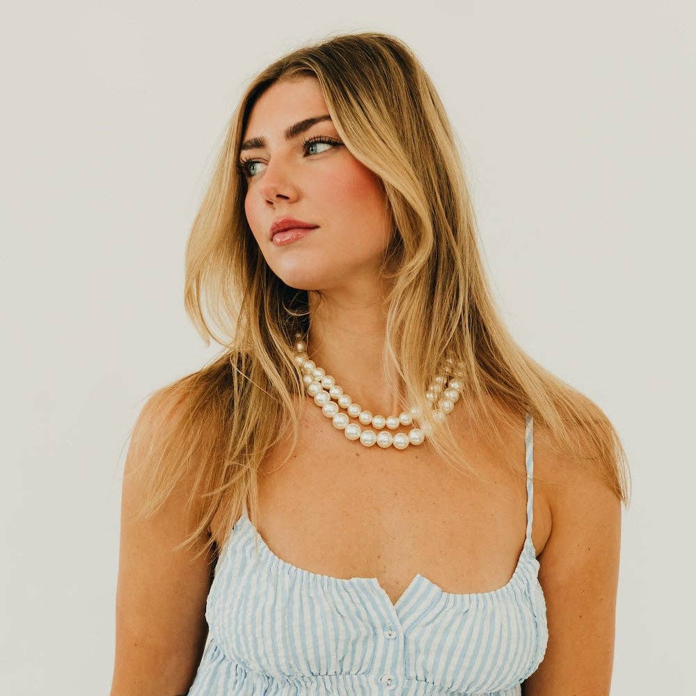 Chunky Three Piece Pearl Necklace - WATERPROOF