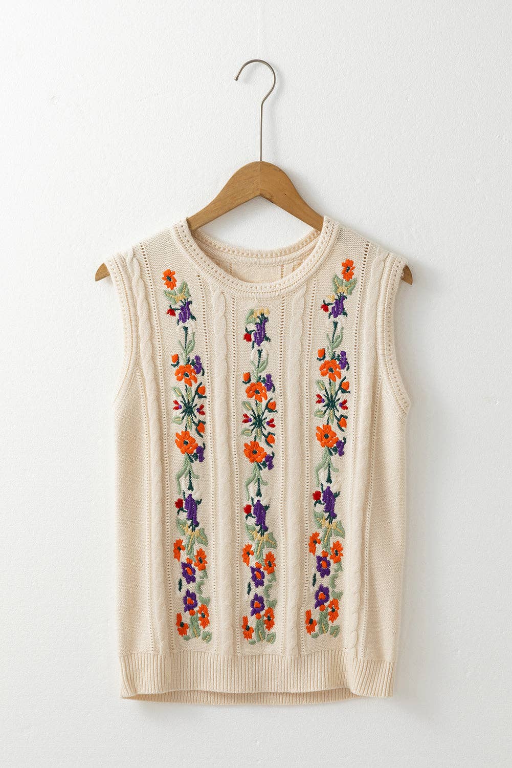 Floral Embroidered Sleeveless Sweater Top LALA LOO