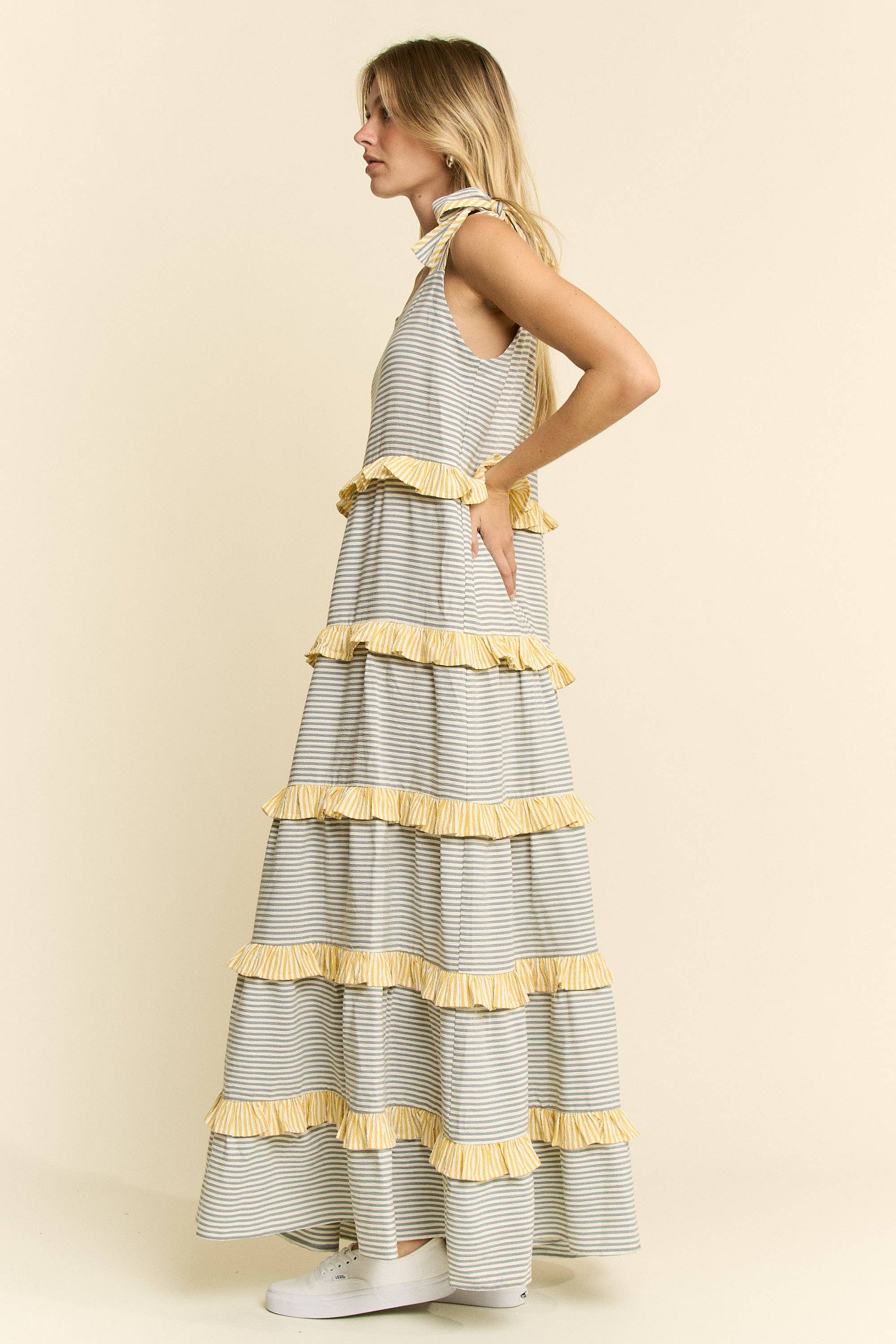 JADE BY JANE - STRIPED TWO TONE TIERED MAXI DRESS - 926 West