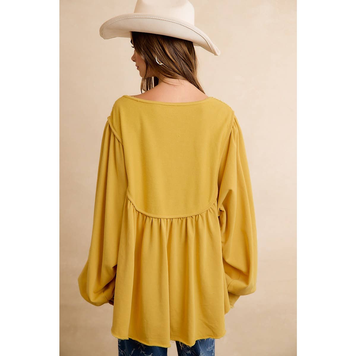 Vintage Mustard Peplum Sweatshirt