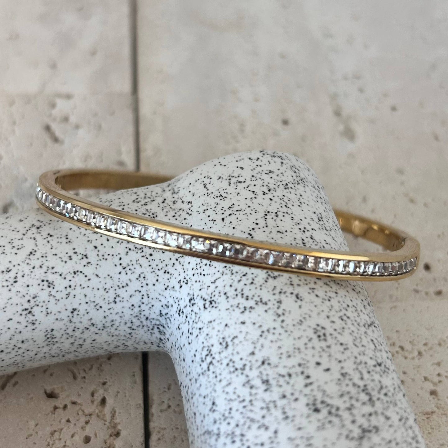 Tennis Bangle Bracelet 18K Gold Plated over stainless steel