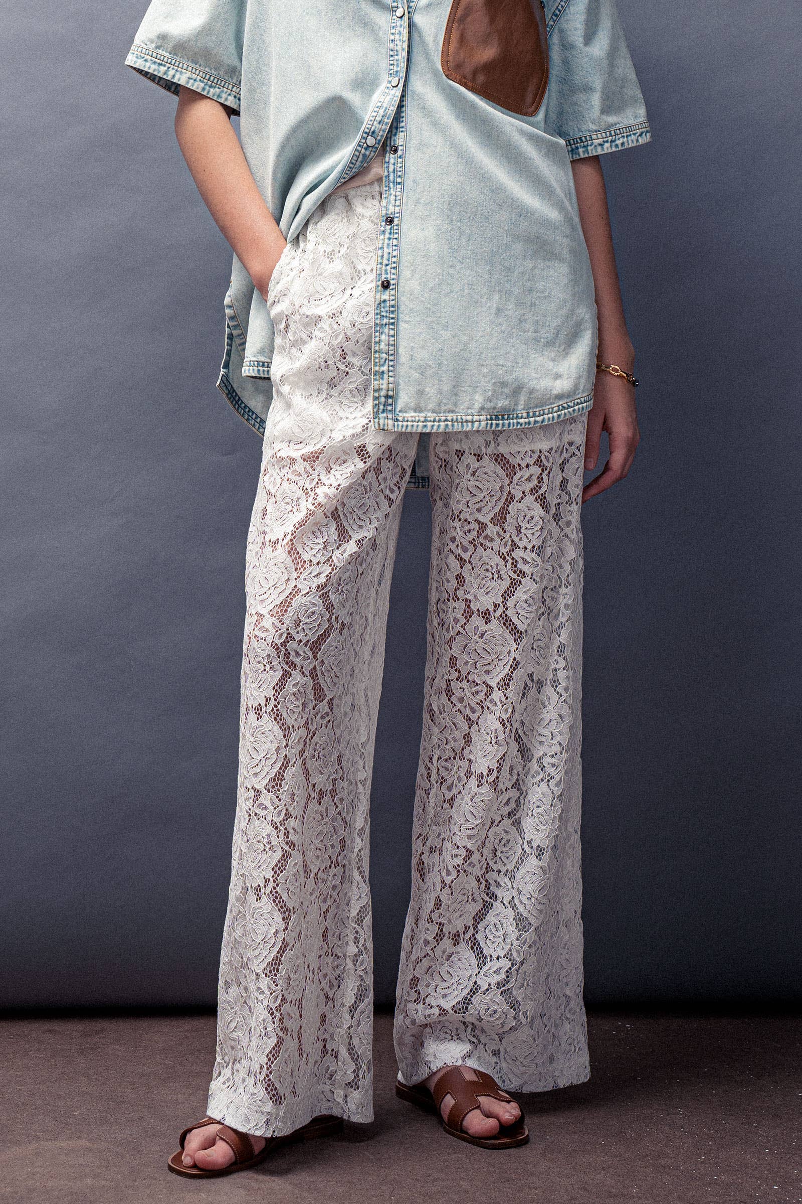 Floral Lace Wide-Leg Pants 926 WEST