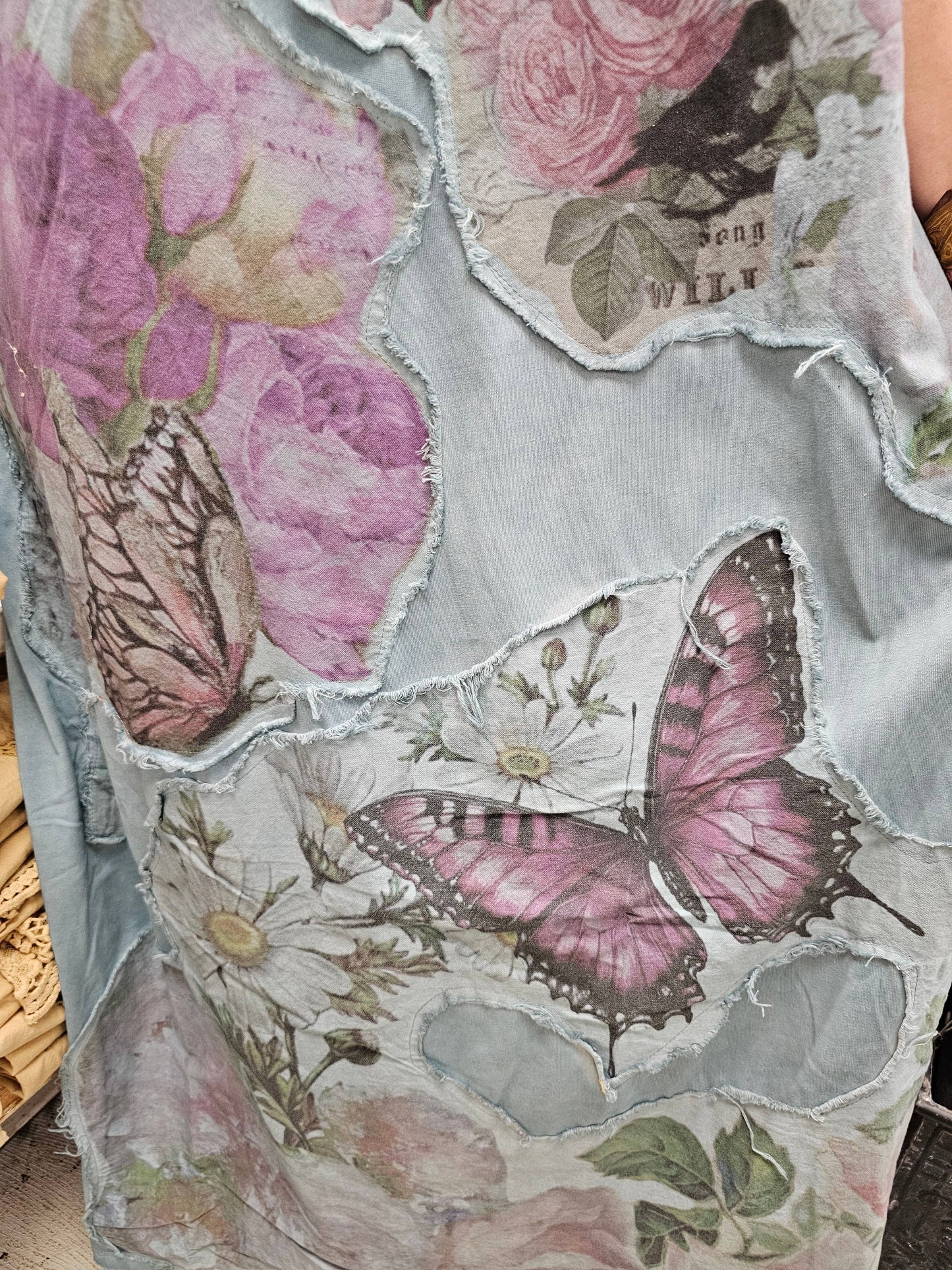A Rare Bird - Blue Butterfly T-shirt Dress - One Size -Oversized