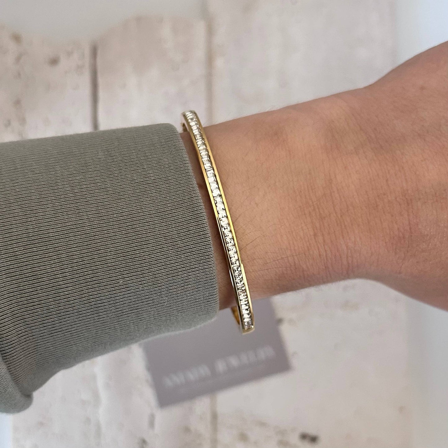 Tennis Bangle Bracelet 18K Gold Plated over stainless steel
