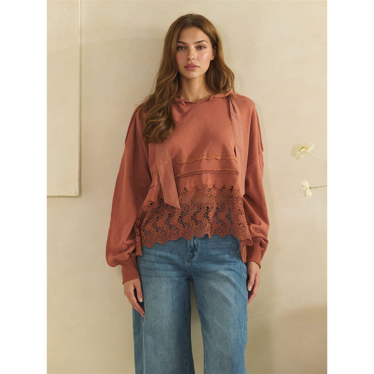 Willow Mineral-Wash Terry & Eyelet Sweatshirt