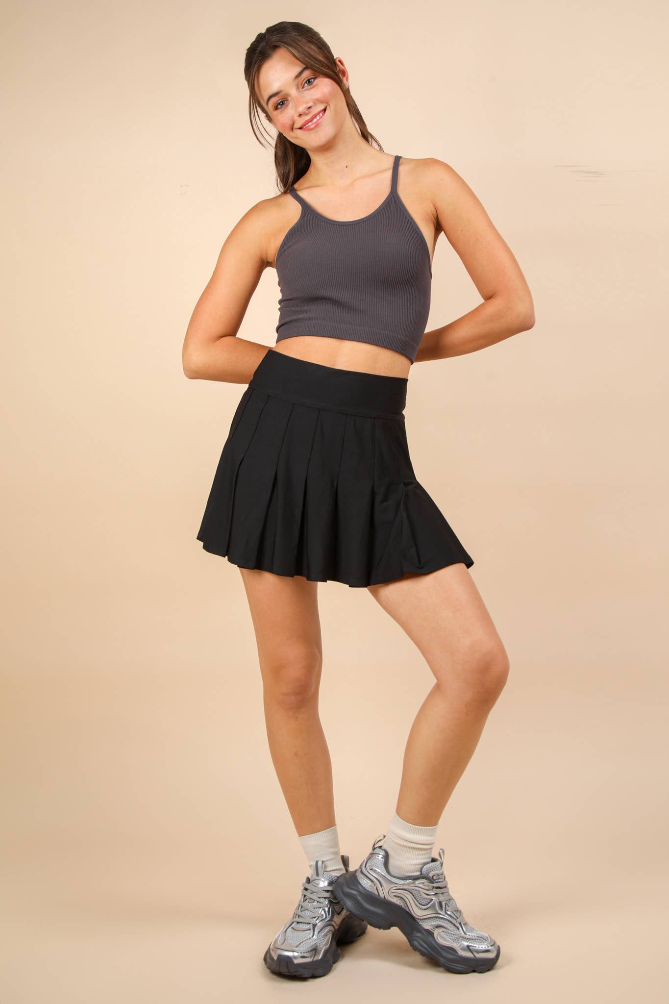VERY J - Activewear Pleated Skirt with Short Liner - 926 West