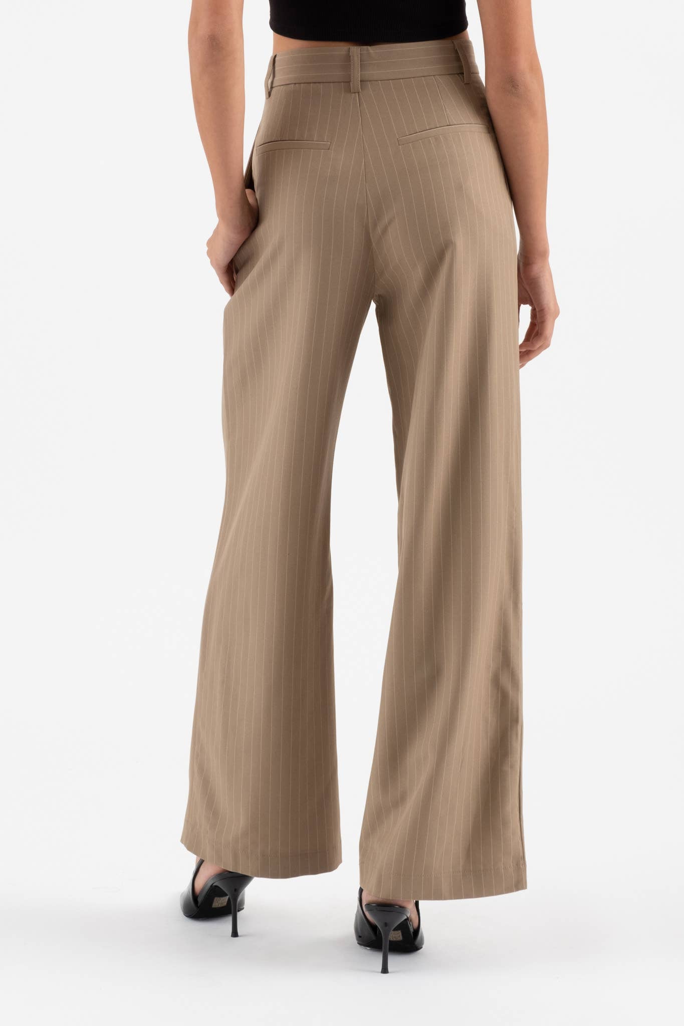 PINSTRIPE FLARE LEG PLEATED PANTS - 926 West
