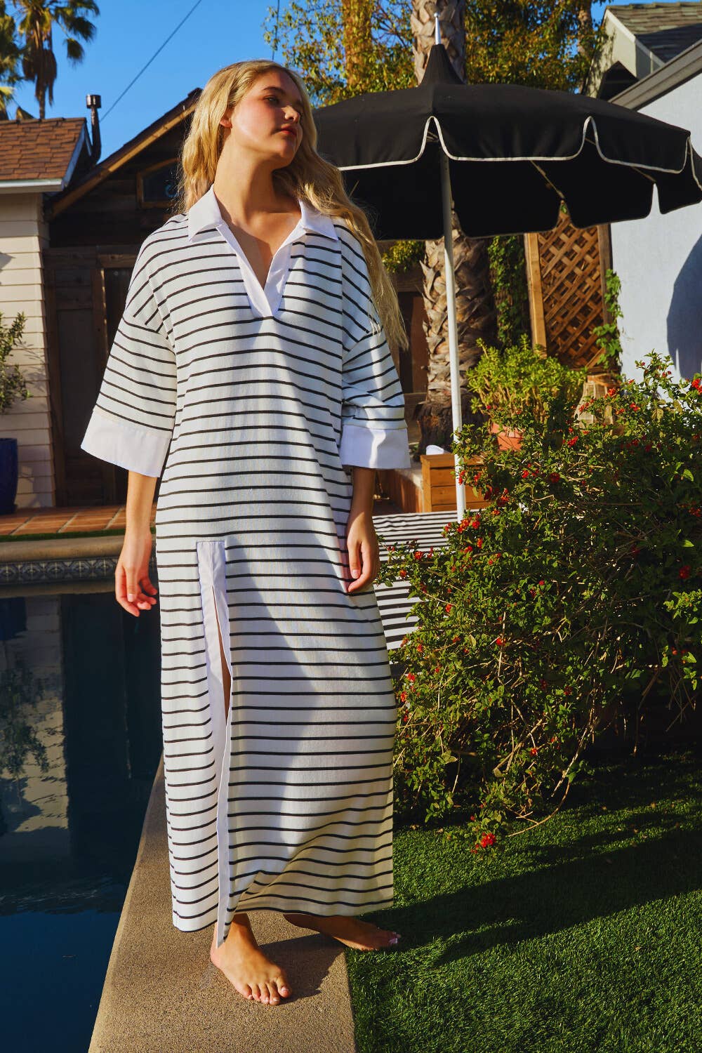 BUCKETLIST Stripe Print Rugby Midi Dress - 926 West