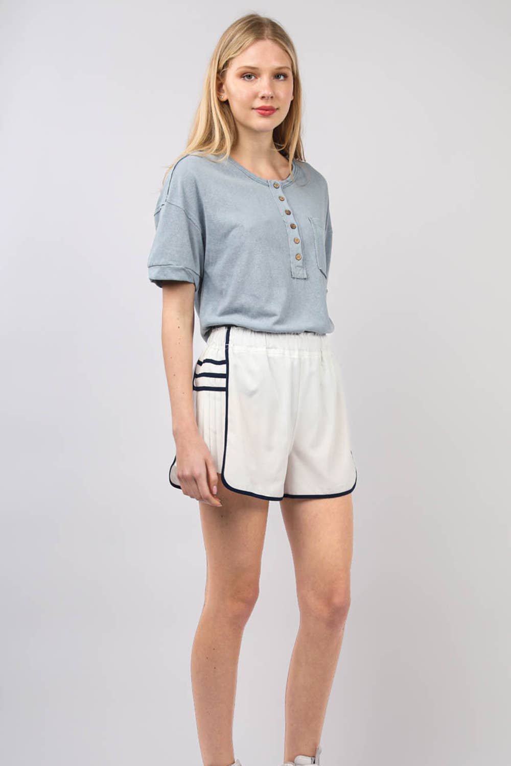 Very J - Side Pleated Detail Activewear Shorts - 926 West