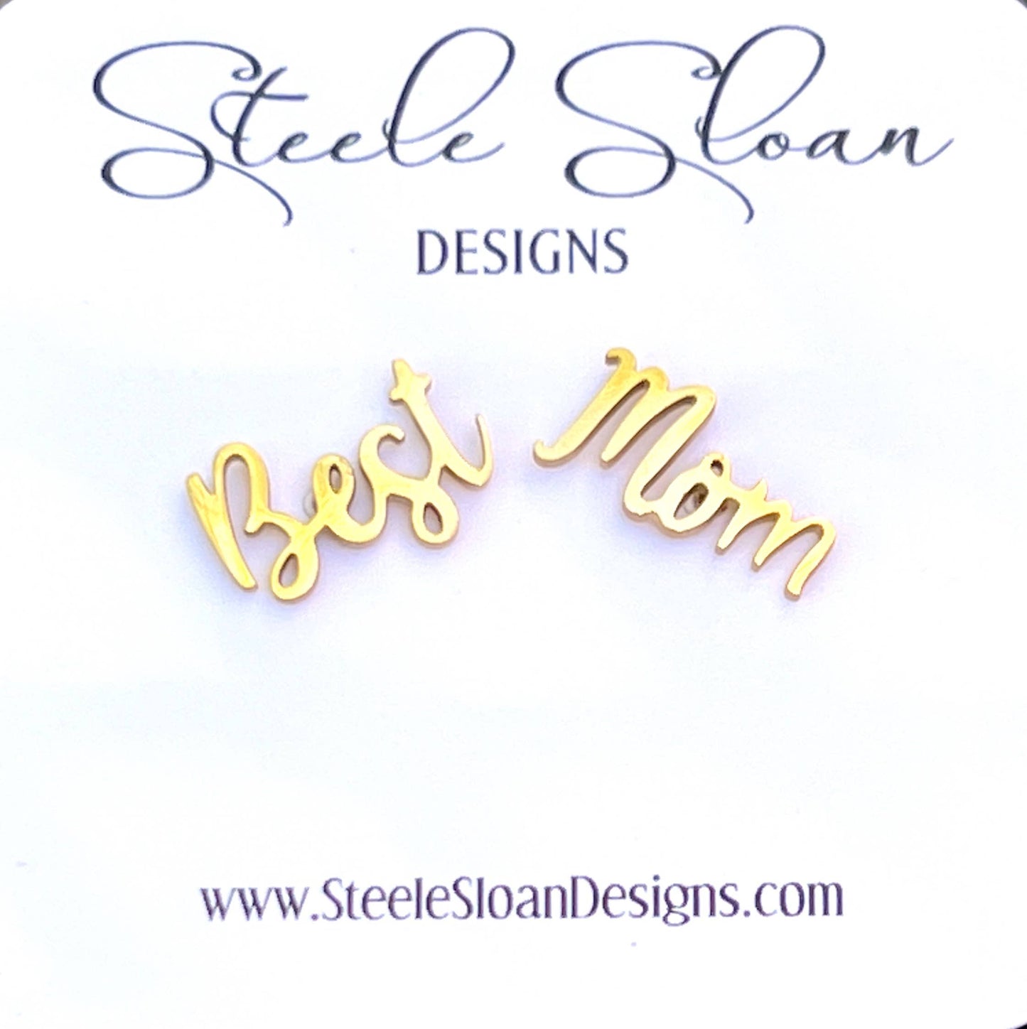 Mother's Day Gift! "Best Mom" Gold StuEarrings, Gift for Mom Steele Sloan Designs