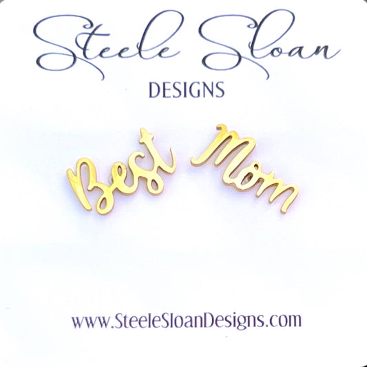 Mother's Day Gift! "Best Mom" Gold StuEarrings, Gift for Mom Steele Sloan Designs