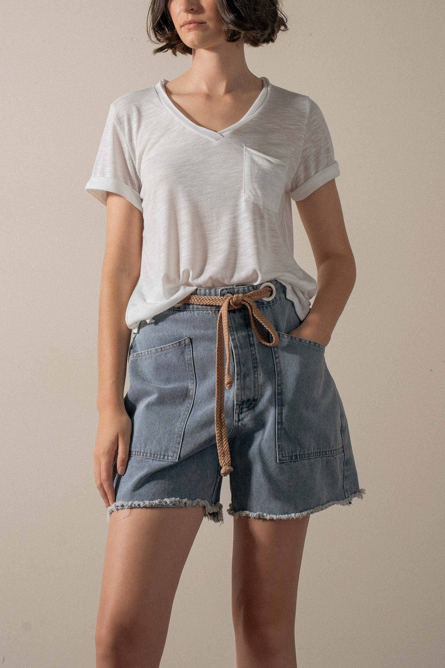 Women's High-Waisted Frayed Hem Denim Shorts Urban Daizy
