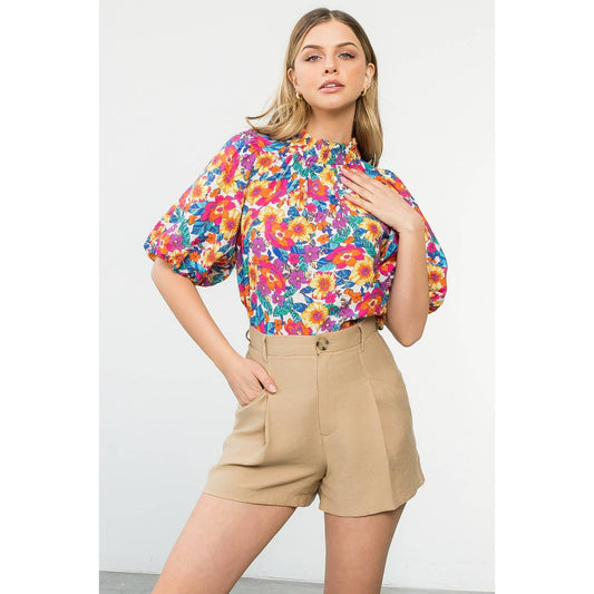 Puff Sleeve Floral Top THML