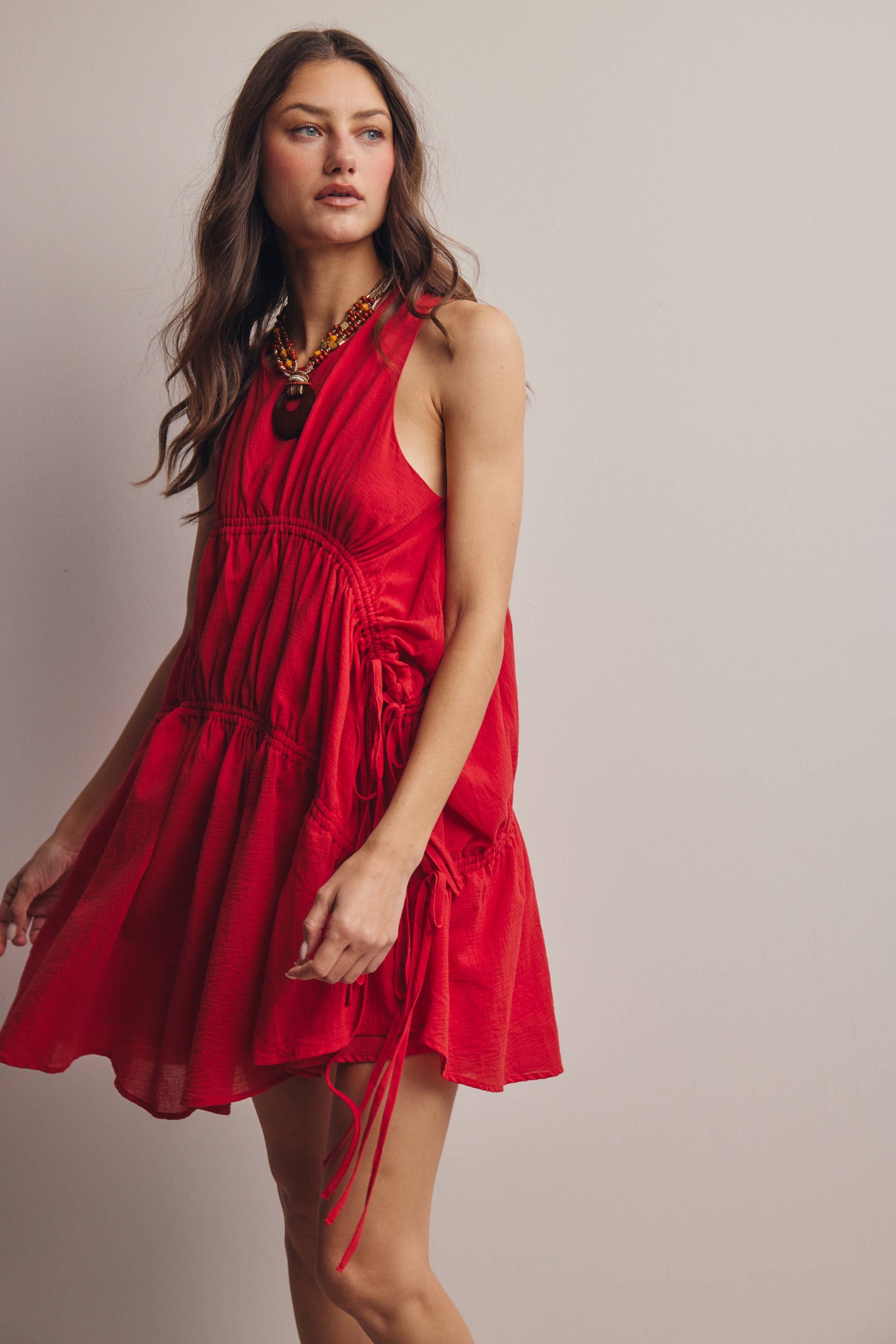 Forte - Ruched Tie-Detail Lined Mini Dress - 926 West