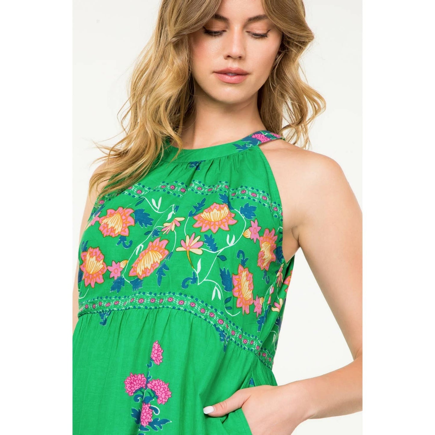 Halter Neck Floral Print Maxi Dress THML