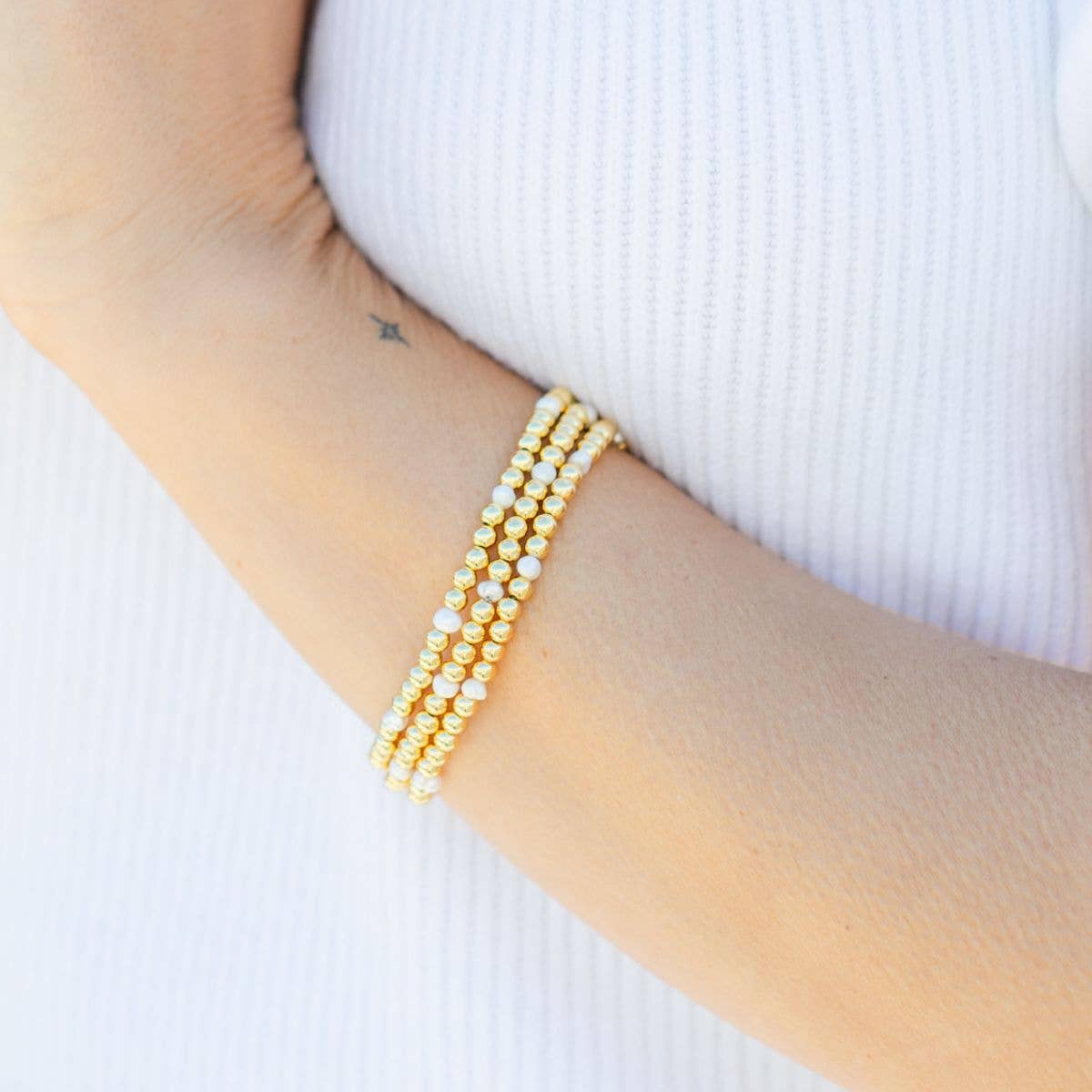 Splendid Iris 4mm Bead & Pearl Stretch Bracelets B3338