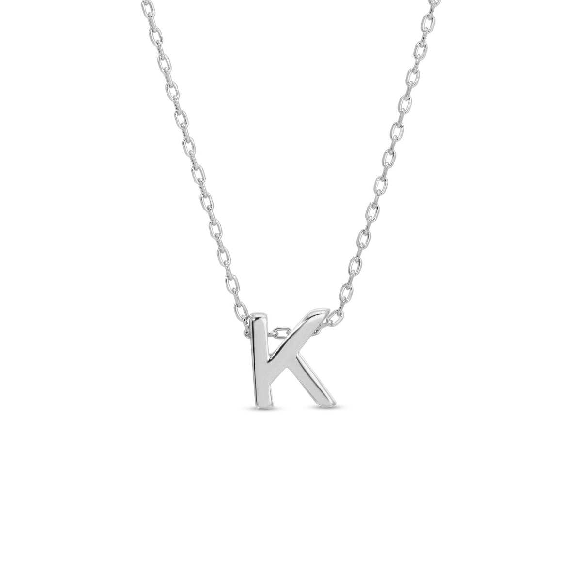 Small Initial K Necklace Sliver