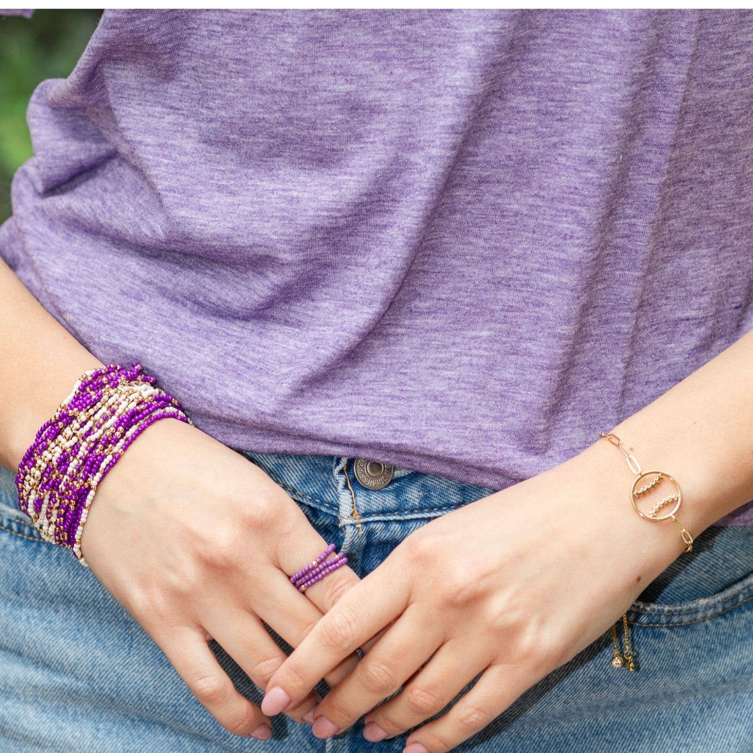 Splendid Iris - Stretch Seed Bead Solid Game Day Bracelets - 926 West